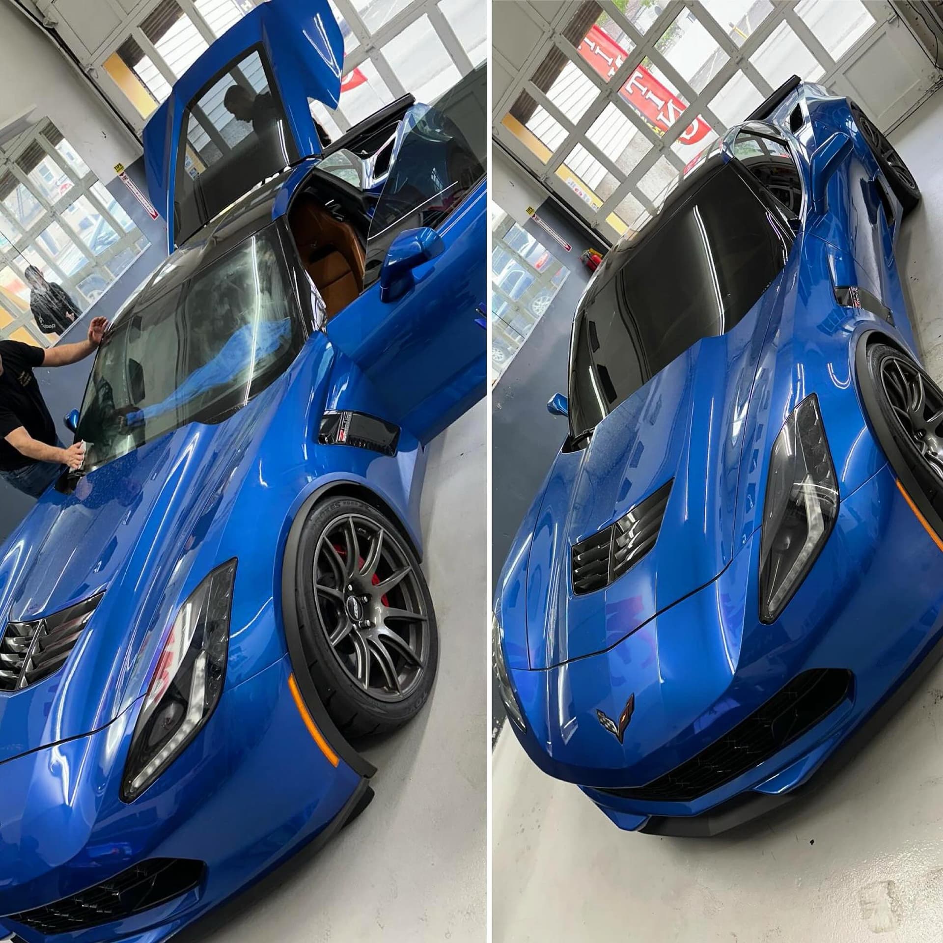 Corvette blue vinyl wrap